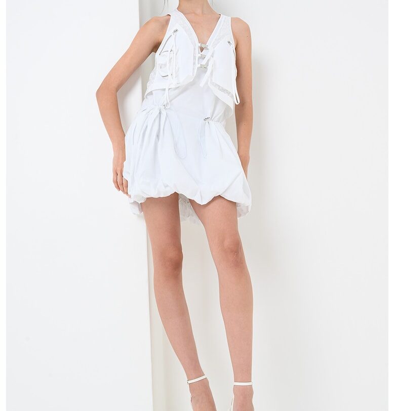 Шпиц рокля - Бял Pinko