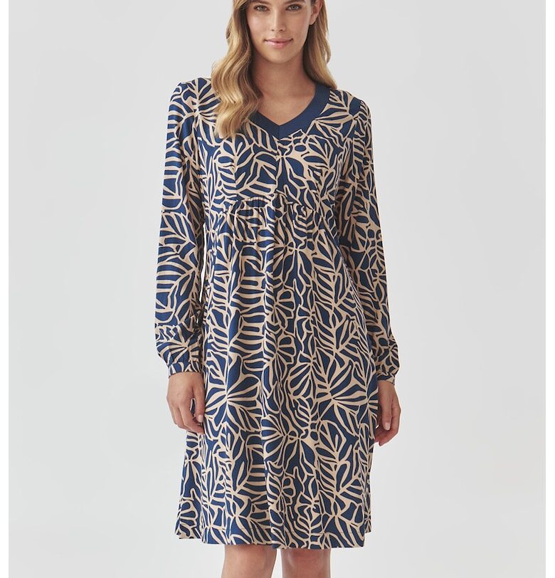 Шпиц рокля - Тъмносин/Бежов Tatuum