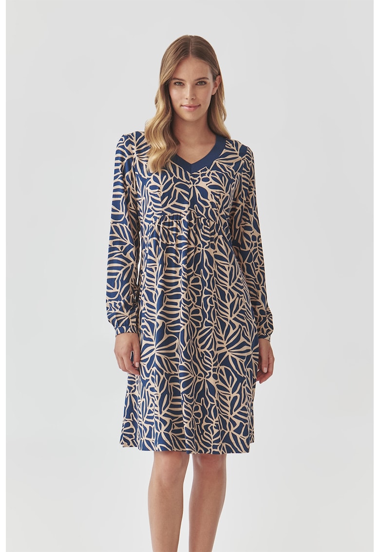 Шпиц рокля - Тъмносин/Бежов Tatuum