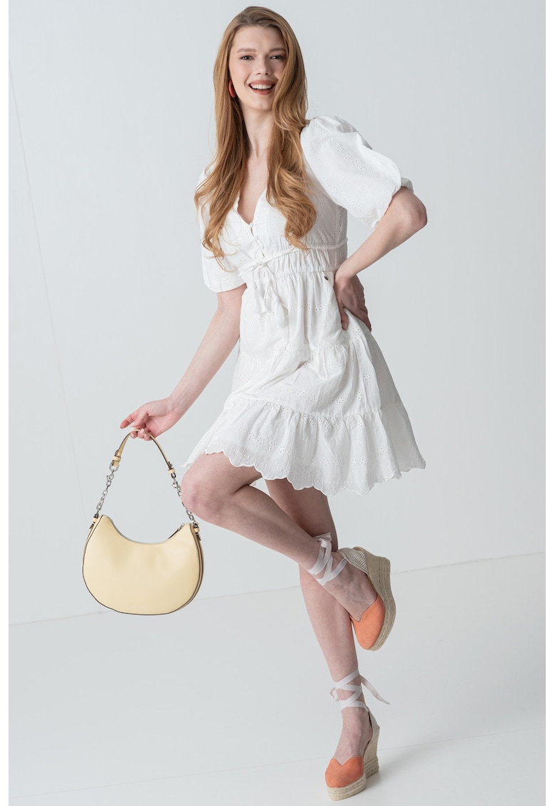 Шпиц рокля с бухнали ръкави - Бял Pepe Jeans London