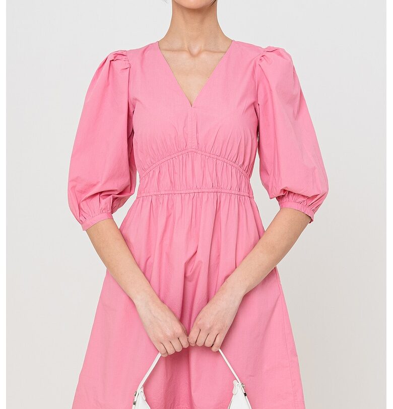 Шпиц рокля с бухнали ръкави - Светлорозов BOSS