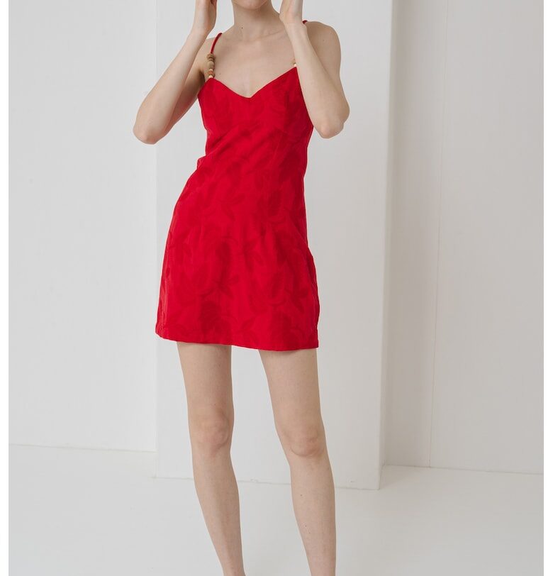 Шпиц рокля с памук - Червен DESIGUAL