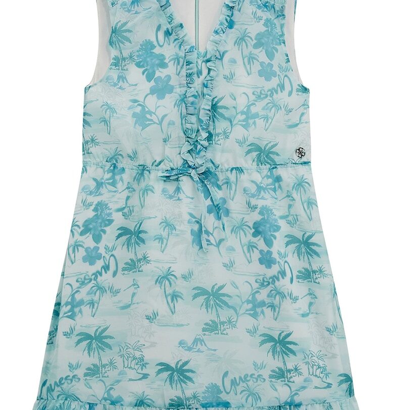 Шпиц рокля с принт - Бял/Тюркоаз GUESS KIDS