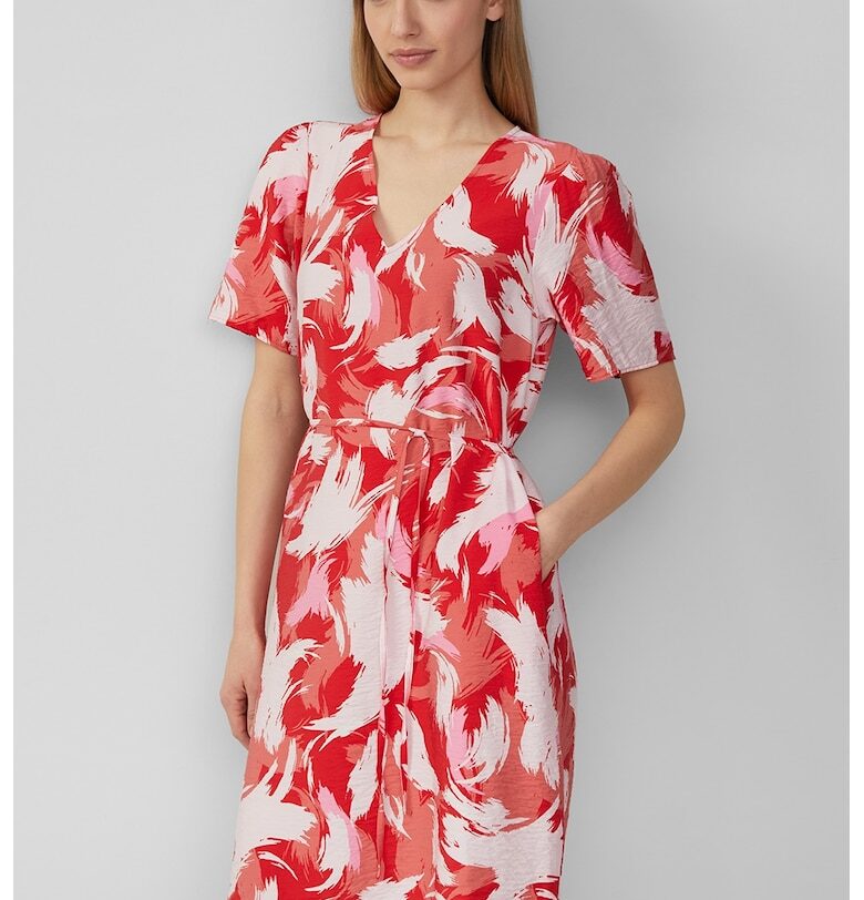 Шпиц рокля с тонален колан - Бял/Корал sOliver