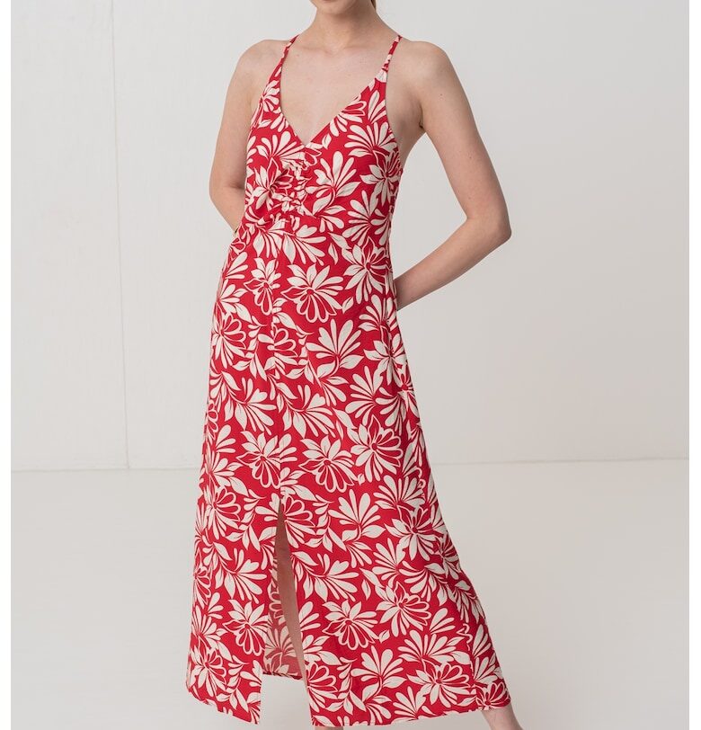 Шпиц рокля с цепка - Аленочервен/Мръснобял GAP