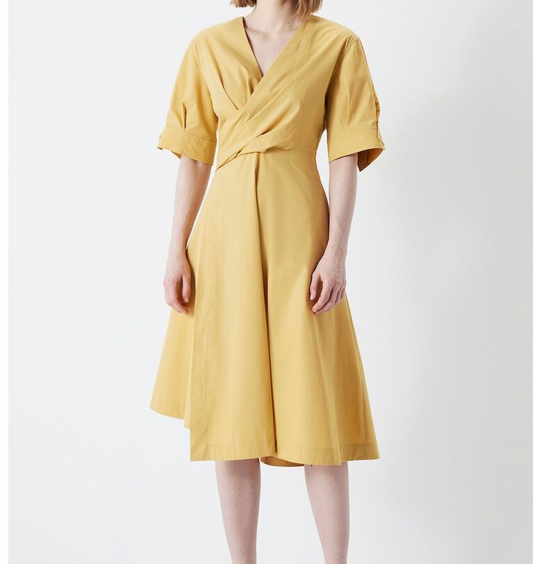 Шпиц рокля със застъпен дизайн - Шафраново жълто Ipekyol