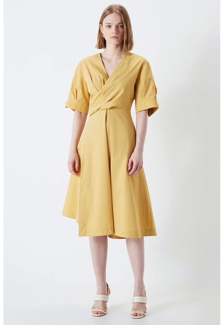 Шпиц рокля със застъпен дизайн - Шафраново жълто Ipekyol