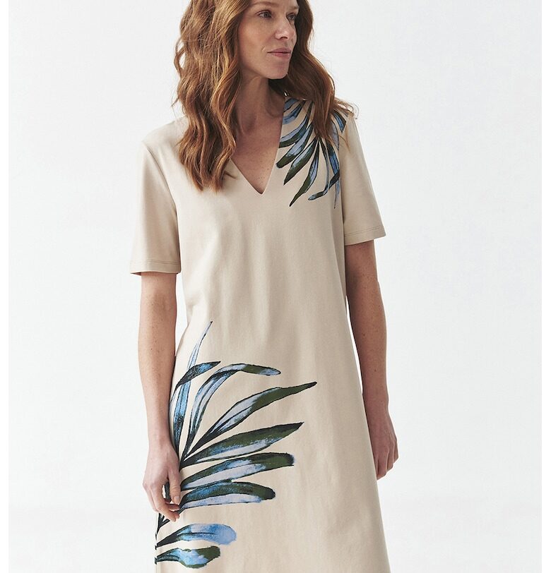 Шпиц рокля-тениска - Лавандула/Тъмнозелен/Светло бежово Tatuum