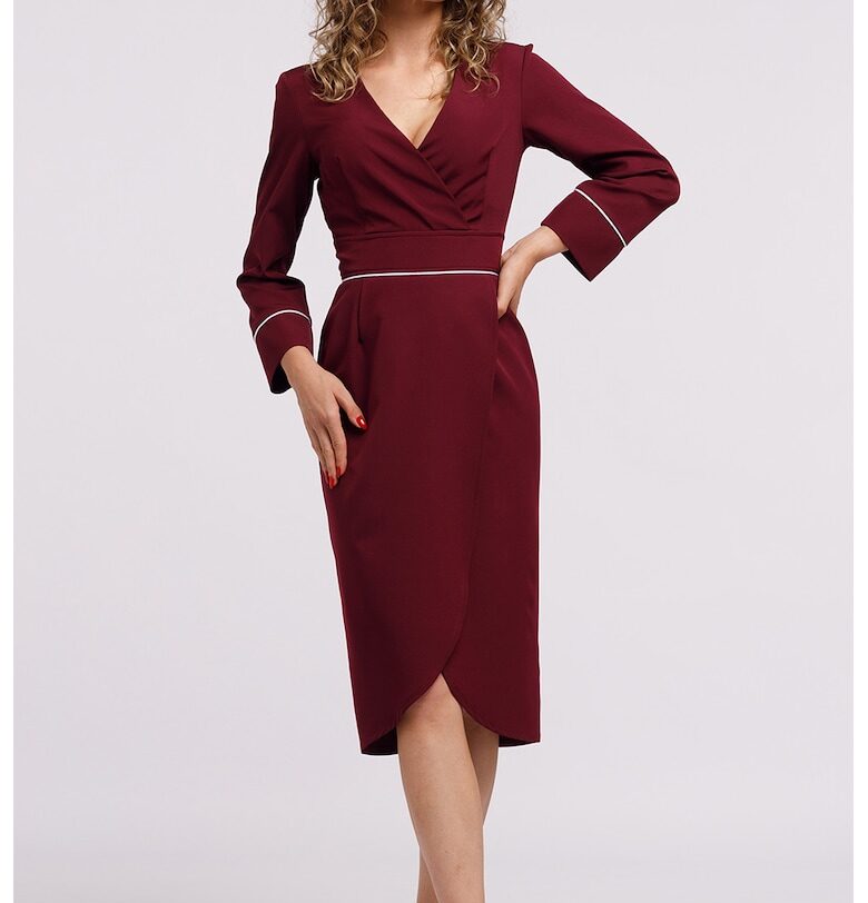 Шпиц рокля тип молив - Тъмночервен CAMISSI