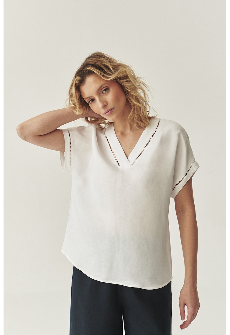 Шпиц тениска с лен - Мръснобял Tatuum