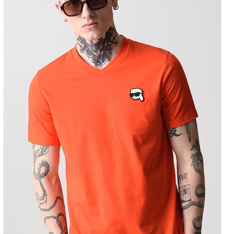 Шпиц тениска с лого - Аленочервен Karl Lagerfeld