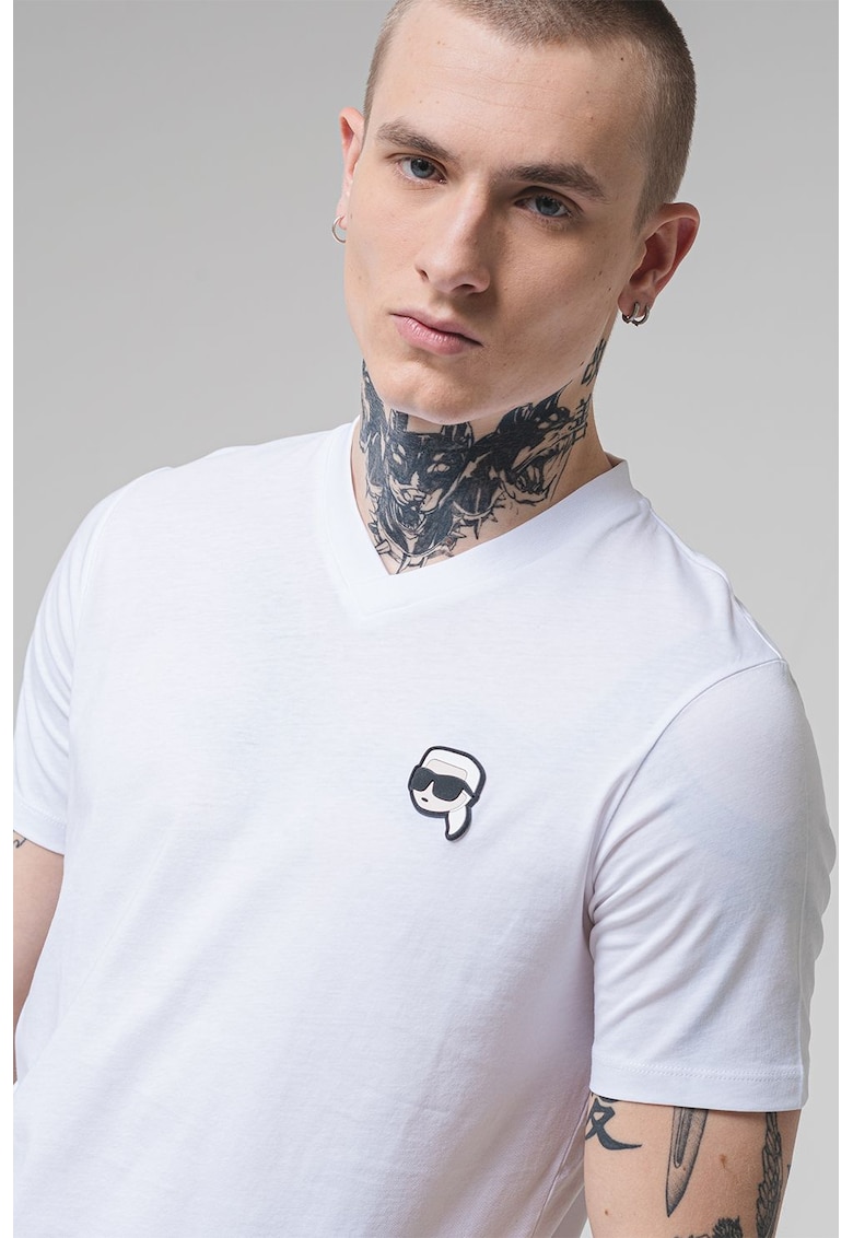Шпиц тениска с лого - Бял Karl Lagerfeld