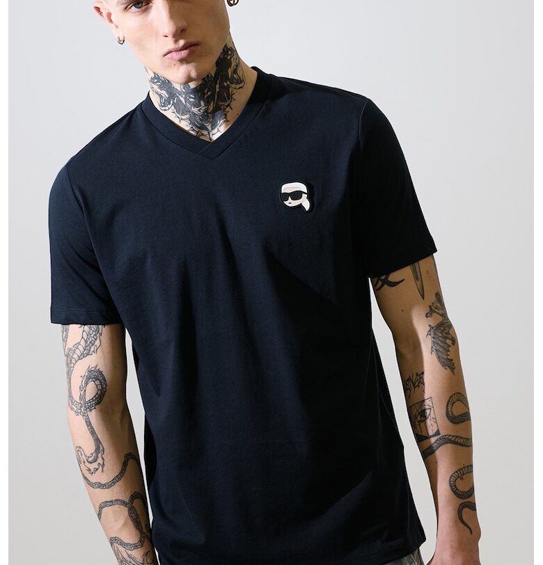 Шпиц тениска с лого - Ултрамарин синьо Karl Lagerfeld