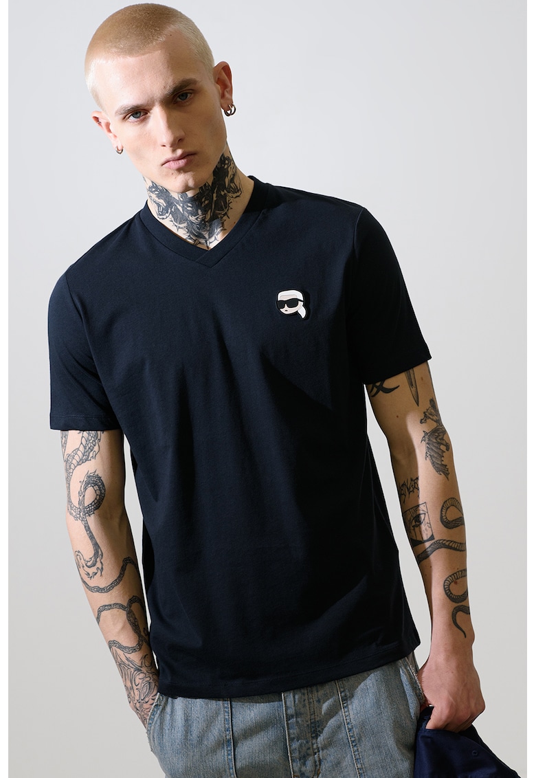 Шпиц тениска с лого - Ултрамарин синьо Karl Lagerfeld