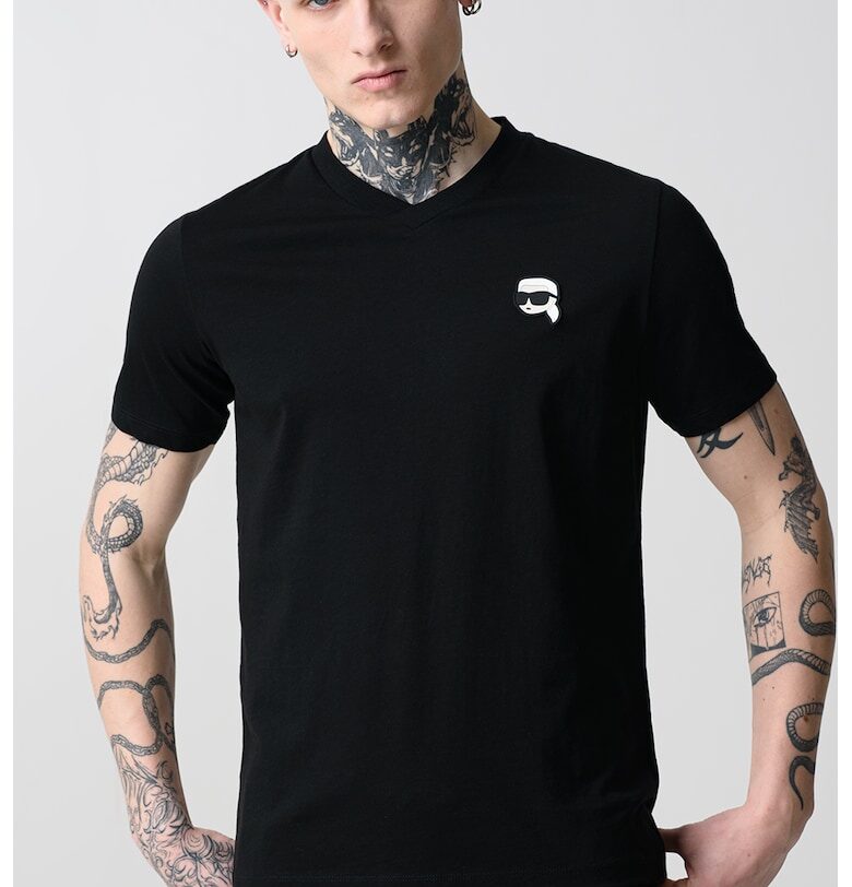 Шпиц тениска с лого - Черен Karl Lagerfeld