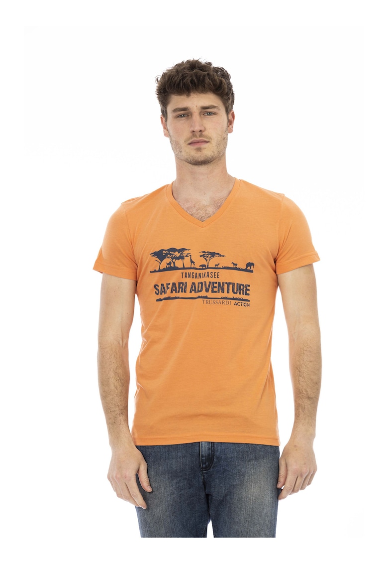 Шпиц тениска с принт - Оранжев Trussardi
