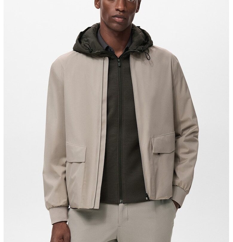 Яке бомбър с джобове с капаче - Сиво-бежов Mango