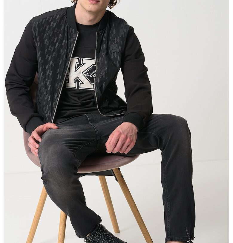 Яке бомбър с монограм - Черен/Избеляло черно Karl Lagerfeld