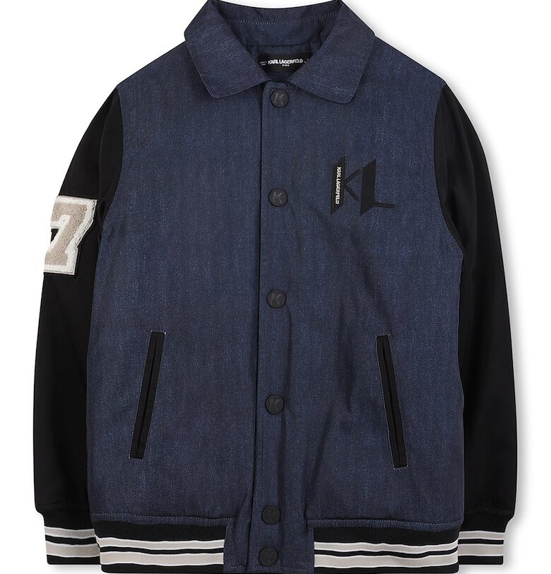 Яке бомбър с остра яка - Черен/Тъмносин KARL LAGERFELD KIDS