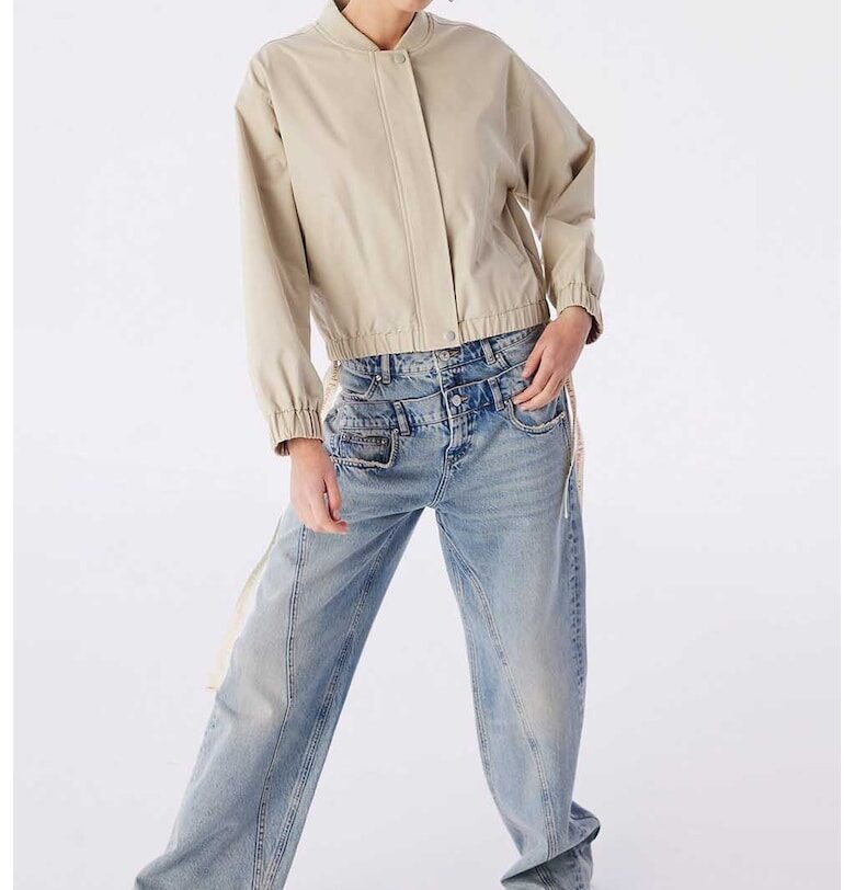 Яке бомбър с отделящи се панделки - Бежов TWIST