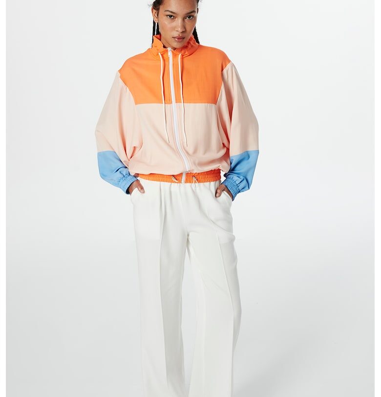 Яке в цветен блок с цип - Оранжев/Бледо розово/Син TWIST