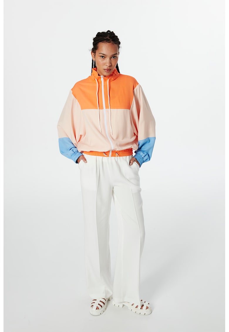 Яке в цветен блок с цип - Оранжев/Бледо розово/Син TWIST