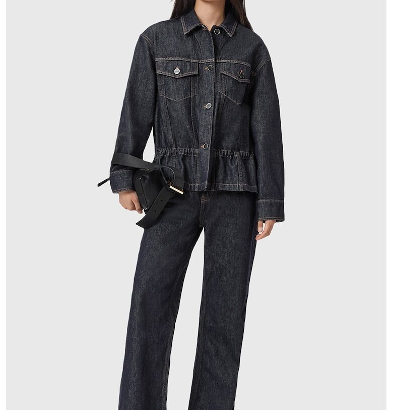 Яке от деним Denby с подгъв пеплум - Тъмносин AllSaints