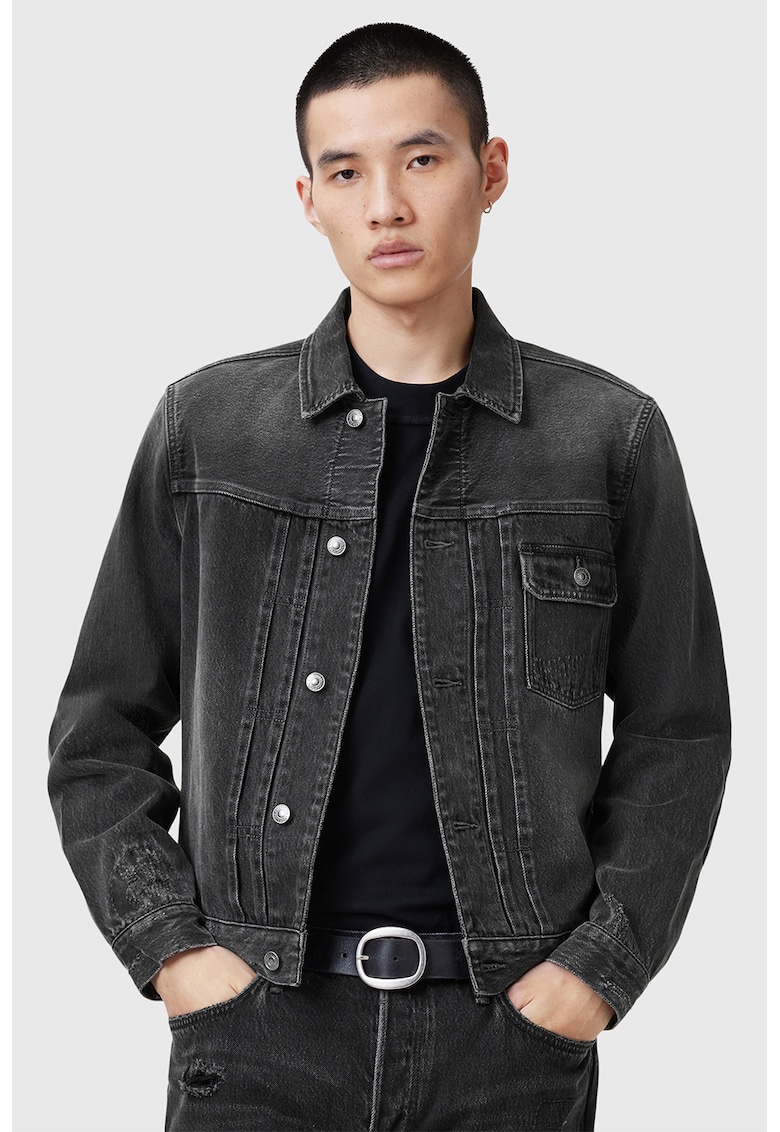 Яке от деним с джоб - Избеляло черно/Антрацитно сиво AllSaints