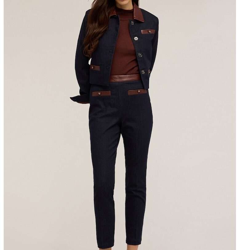 Яке от деним с еко кожа - Ултрамарин синьо Motivi