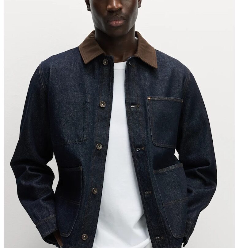 Яке от деним с контрастна яка - Тъмносин Marks  Spencer