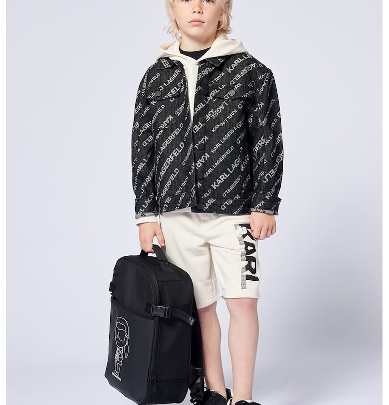 Яке от деним с лого - Сив/Избеляло черно KARL LAGERFELD KIDS