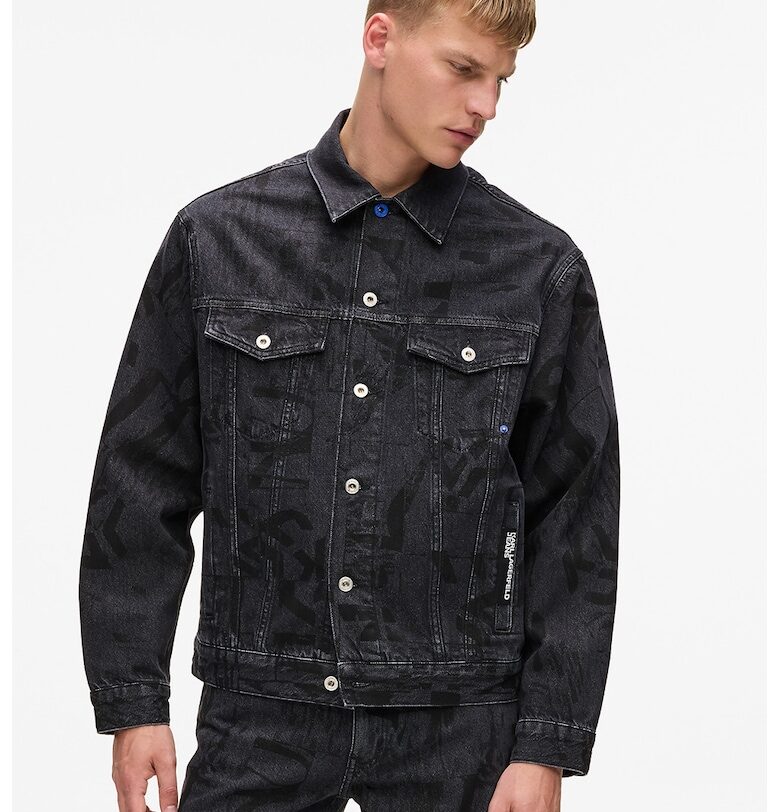 Яке от деним с монограми - Черен/Ултрамарин синьо KARL LAGERFELD JEANS