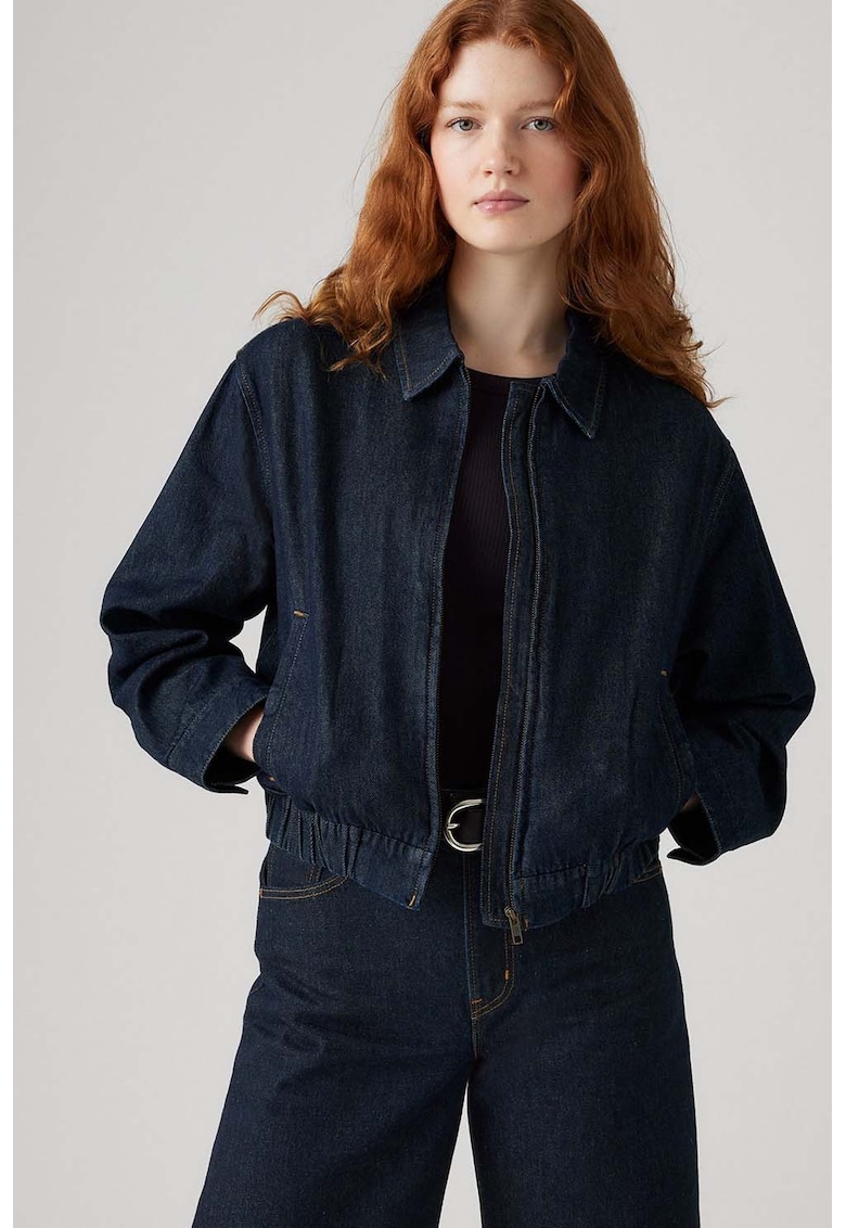 Яке от деним с цип и джобове встрани - Ултрамарин синьо Levis