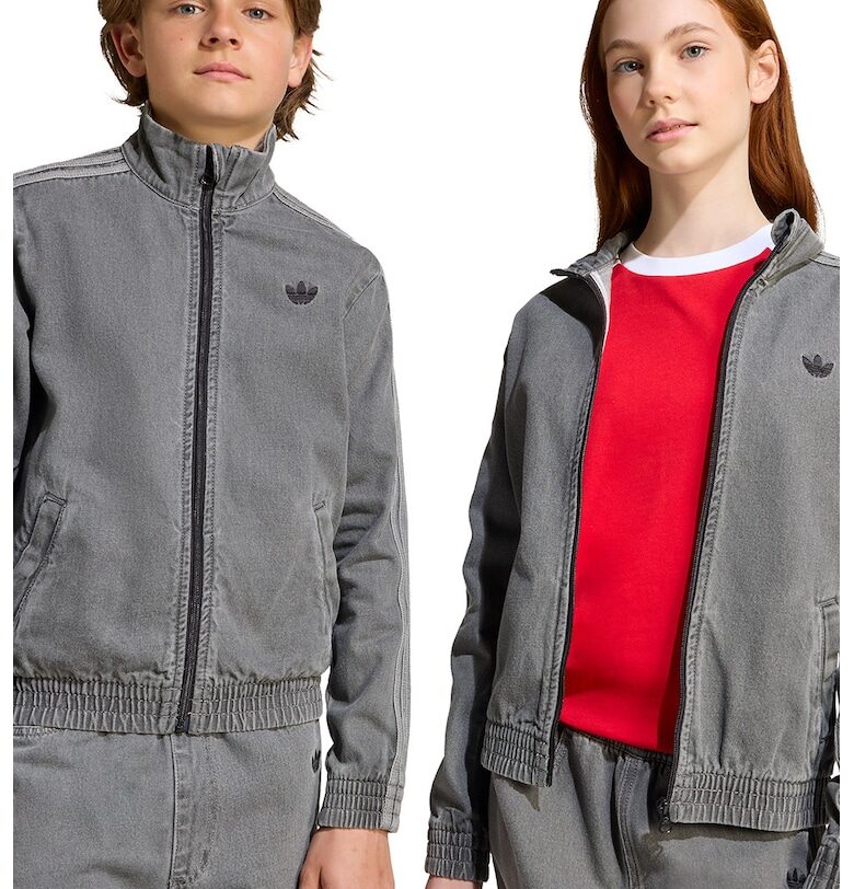 Яке от деним с цип и еластина лента на талията - Tъмносив adidas Originals