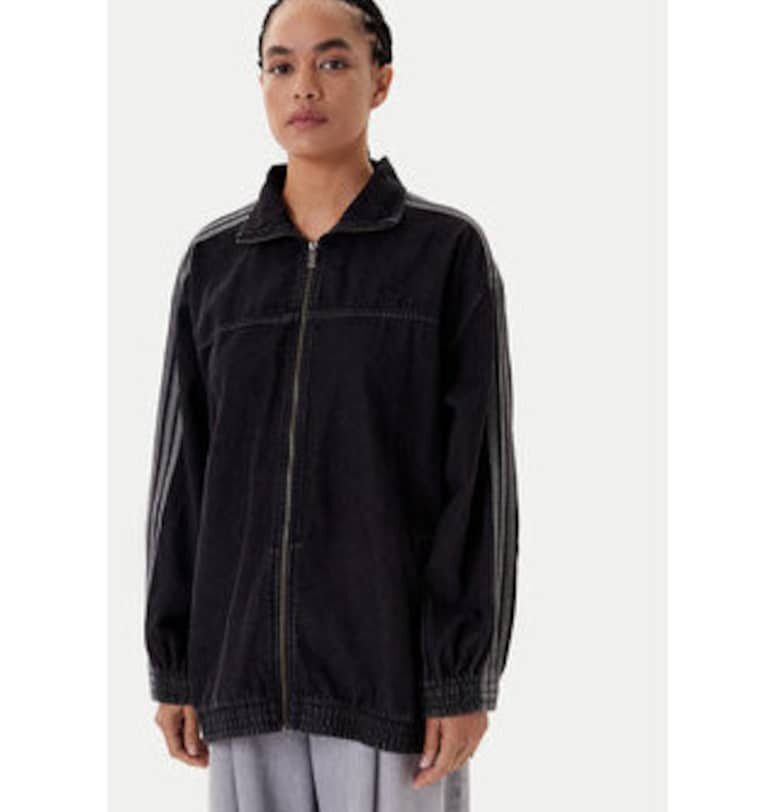 Яке от деним с цип и заострена яка adidas