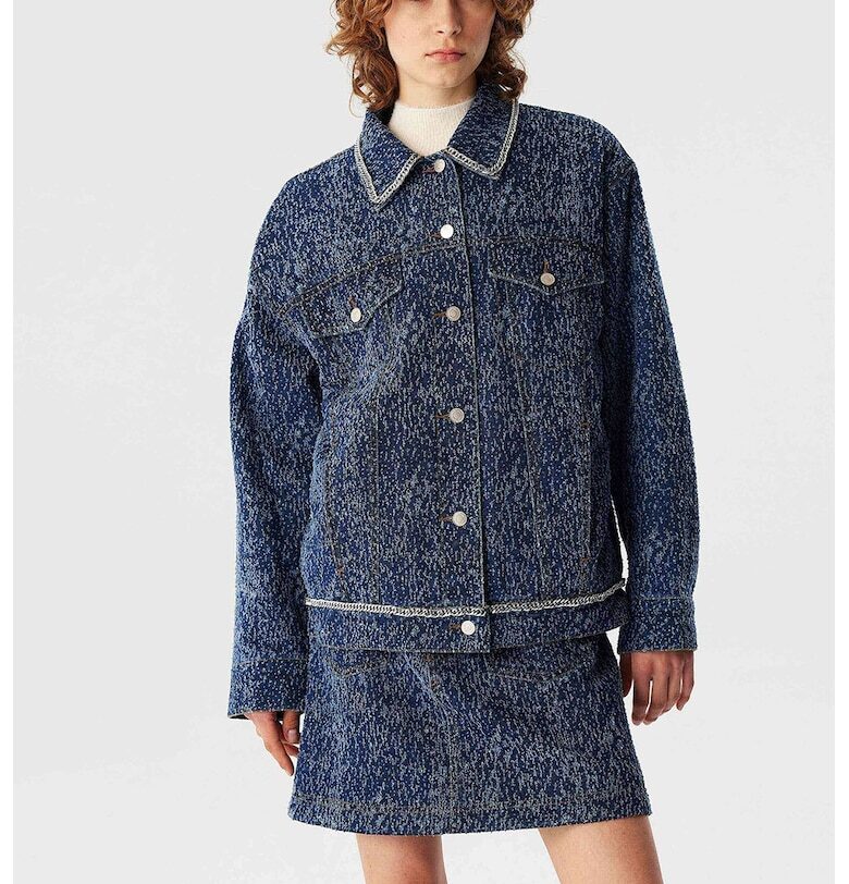 Яке от деним със захабен ефект - Син TWIST