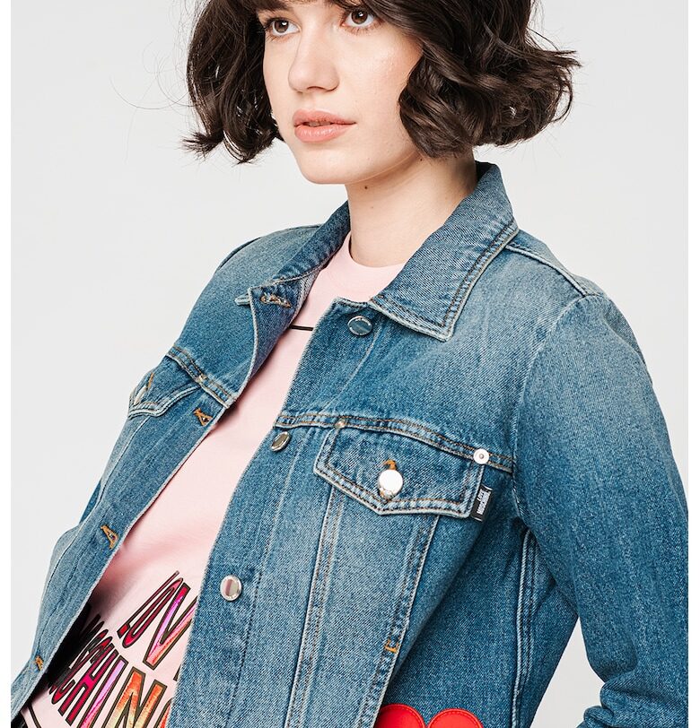 Яке от деним със сърцевидно лого - Син Love Moschino