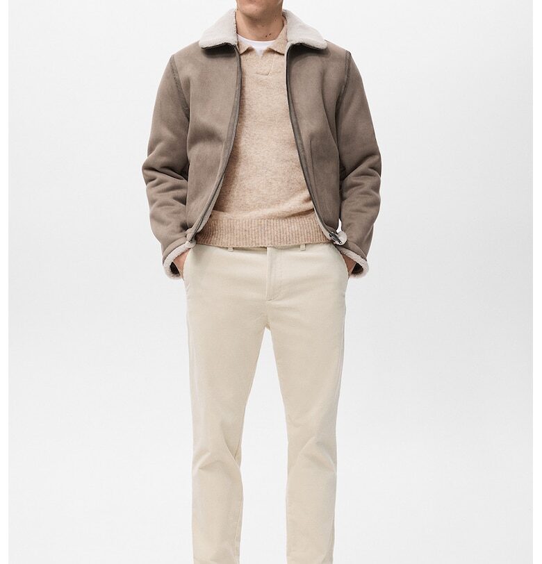 Яке от еко велур с цип - Бежов Mango