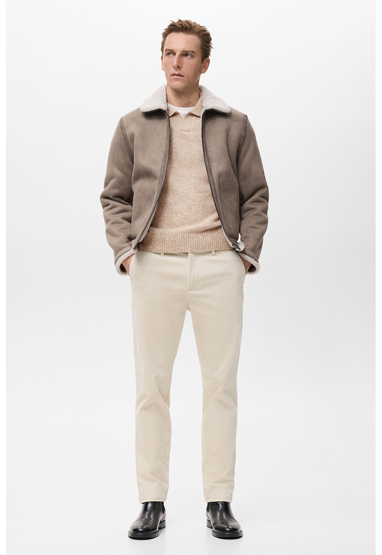 Яке от еко велур с цип - Бежов Mango