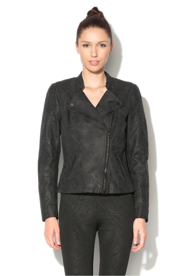 Яке от еко кожа Ava - Черен Only