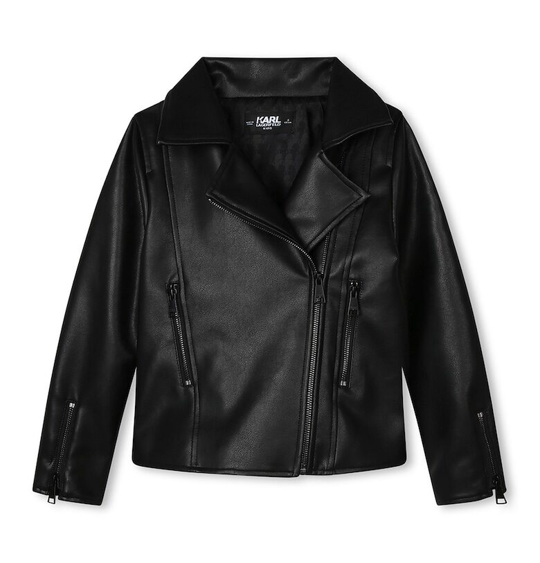 Яке от еко кожа - Черен KARL LAGERFELD KIDS
