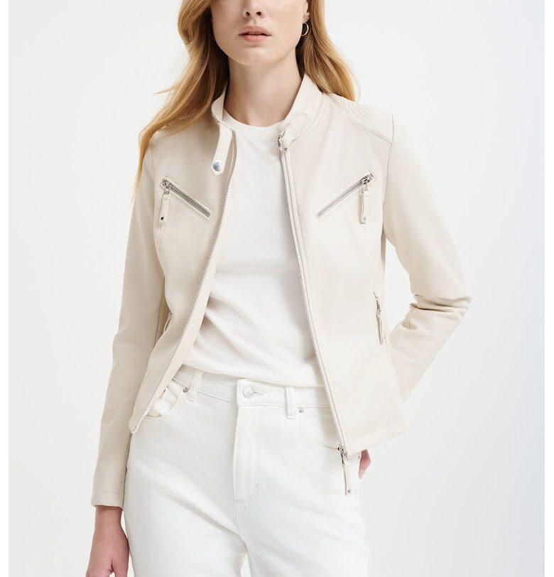 Яке от еко кожа с джобове с цип - Слонова кост GreenPoint