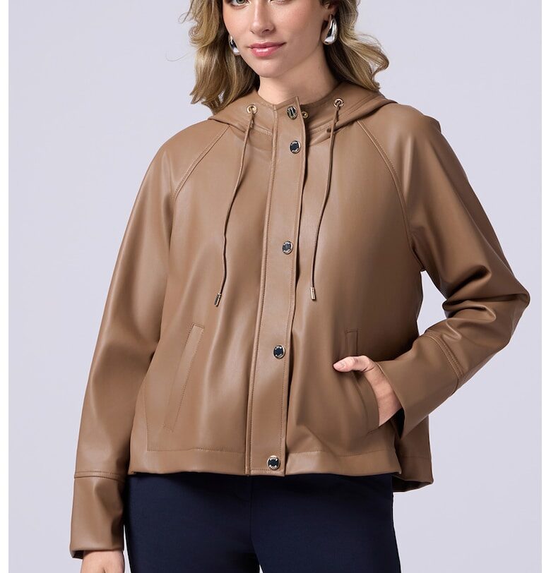 Яке от еко кожа с качулка - Камел Oltre