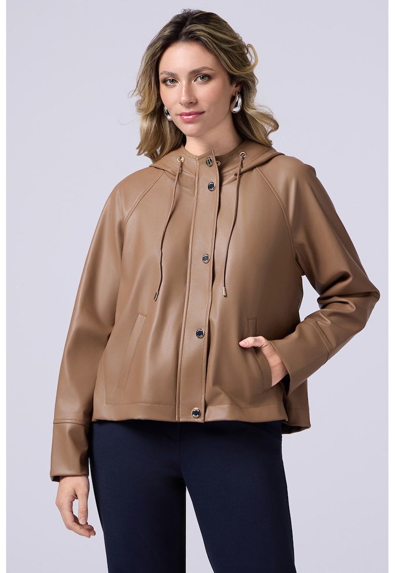 Яке от еко кожа с качулка - Камел Oltre