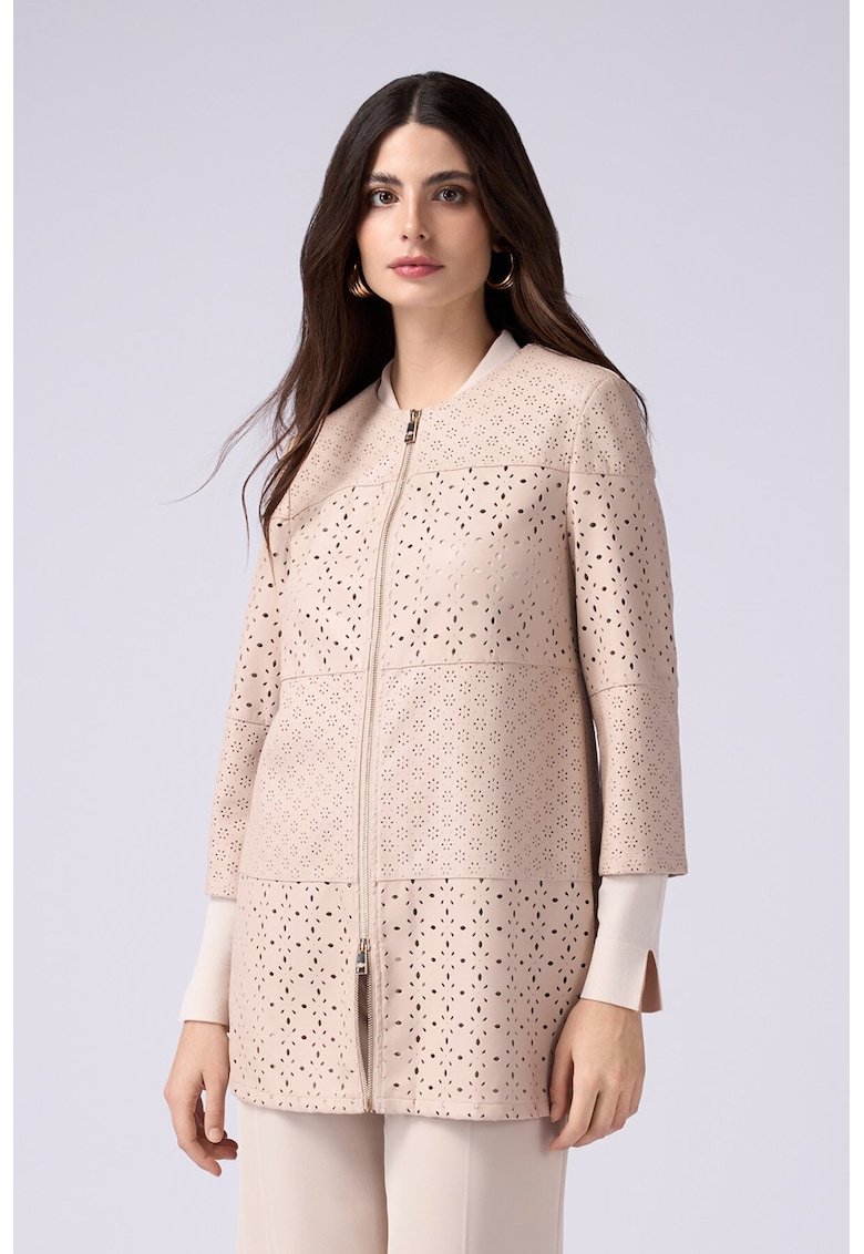 Яке от еко кожа с перфорации - Бледо розово Oltre