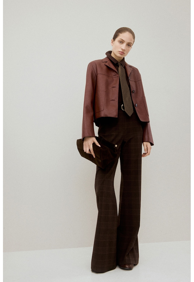 Яке от еко кожа с раздвоен ревер - Кафяв Mango