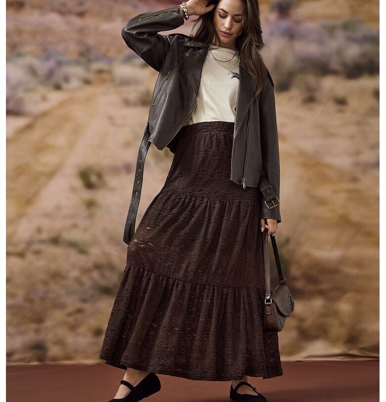 Яке от еко кожа с цип - Тъмнокафяв Only