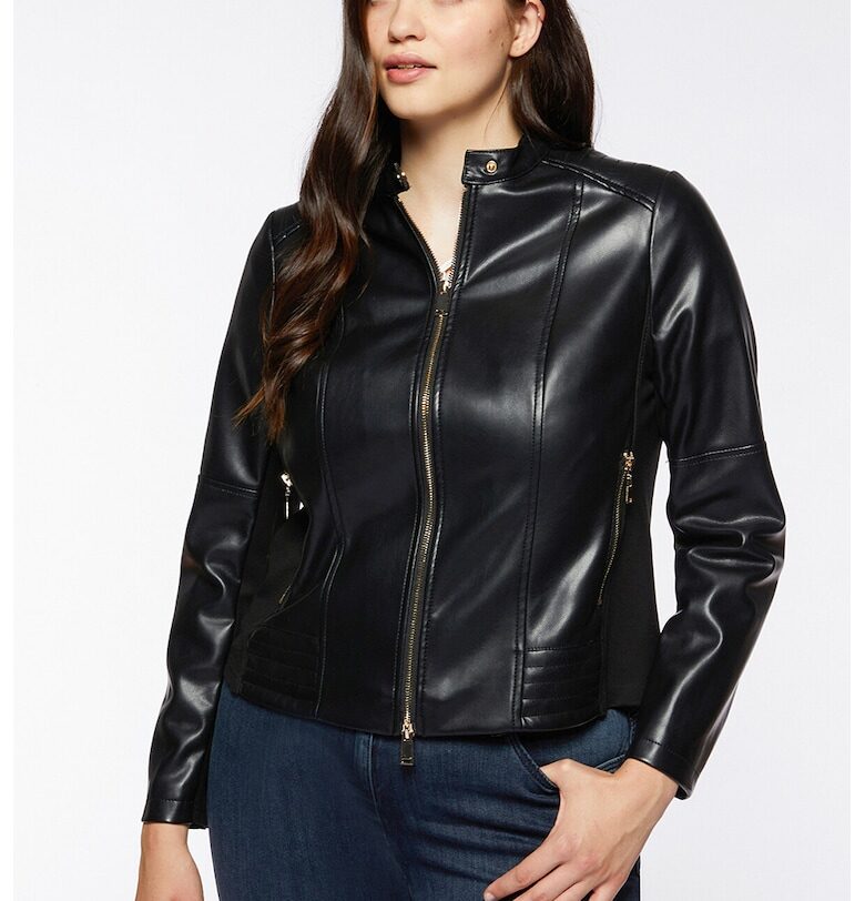 Яке от еко кожа с цип - Черен Fiorella Rubino