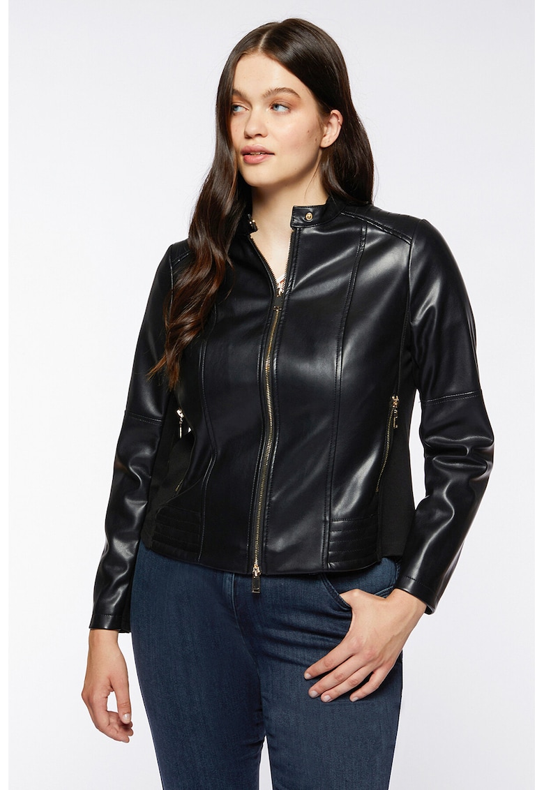 Яке от еко кожа с цип - Черен Fiorella Rubino