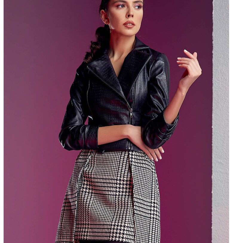 Яке от еко кожа с шагрен - Черен AVENUE No29